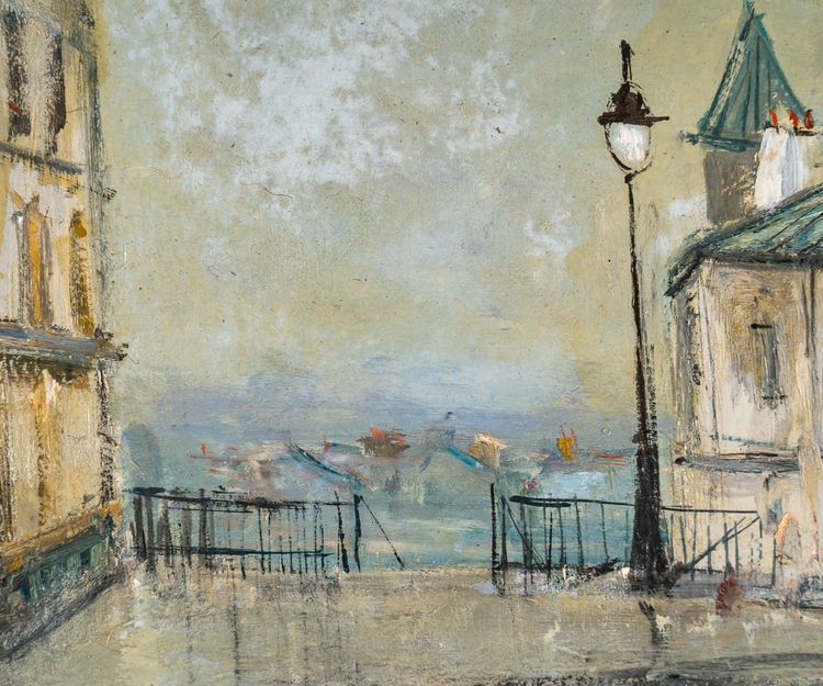 Serge Belloni (1925-2005) - Paris Le Belvedere Öl auf Holz um 1956