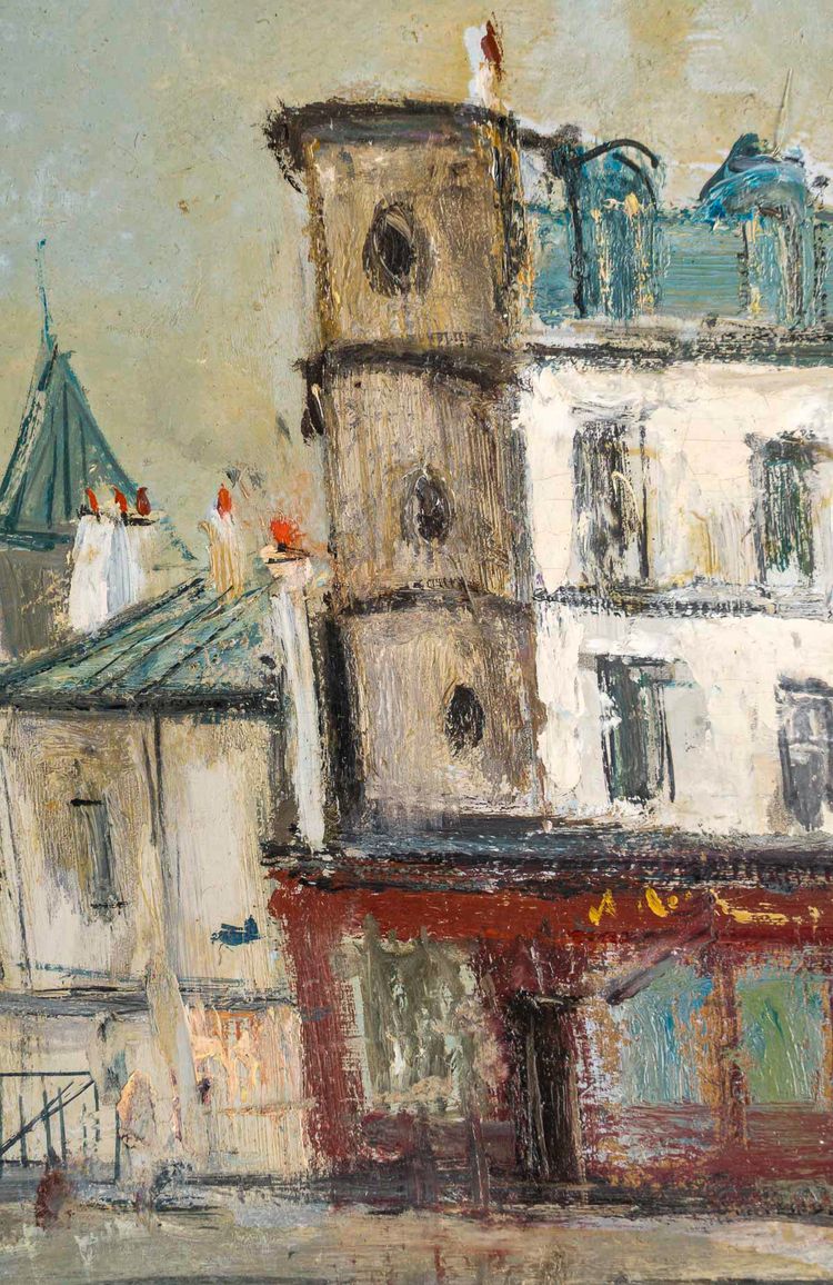 Serge Belloni (1925-2005) - Paris Le Belvedere Öl auf Holz um 1956