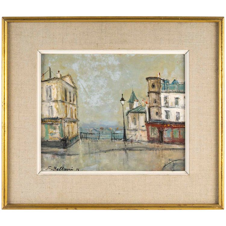 Serge Belloni (1925-2005) - Paris Le Belvedere Öl auf Holz um 1956