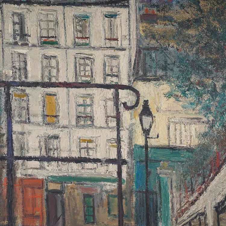 Serge Belloni (1925-2005), The Staircase on the Rue du Calvaire in Montmartre, Oil on canvas, Circa 