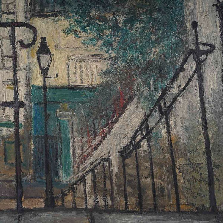 Serge Belloni (1925-2005), The Staircase on the Rue du Calvaire in Montmartre, Oil on canvas, Circa 