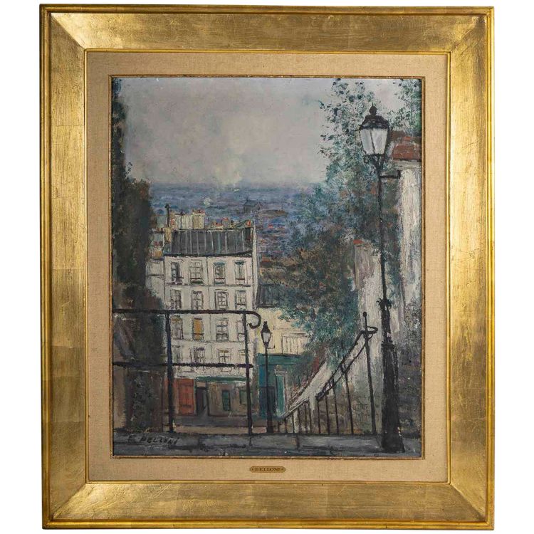 Serge Belloni (1925-2005), The Staircase on the Rue du Calvaire in Montmartre, Oil on canvas, Circa 