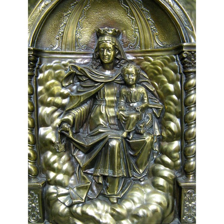 High Relief Copper Madonna and Child.