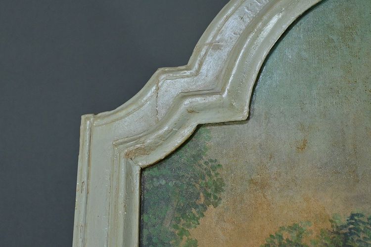 Specchio in legno dipinto Trumeau, stile Luigi XV - Prima metà del XX secolo