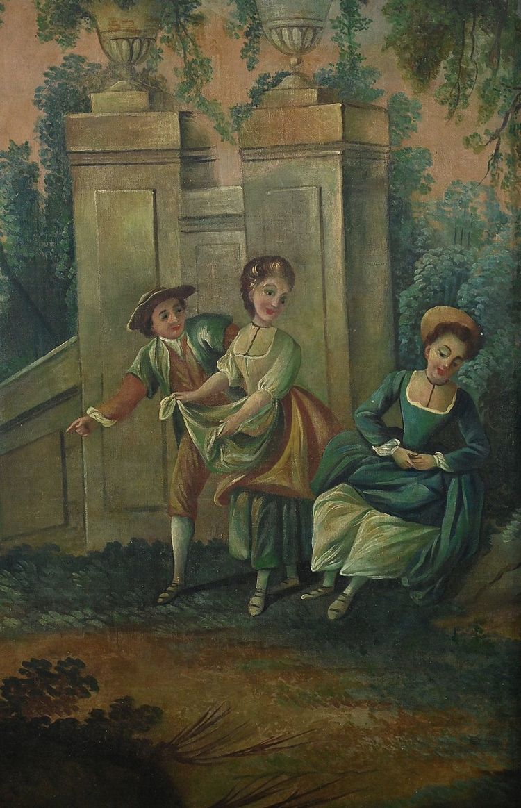 Specchio in legno dipinto Trumeau, stile Luigi XV - Prima metà del XX secolo