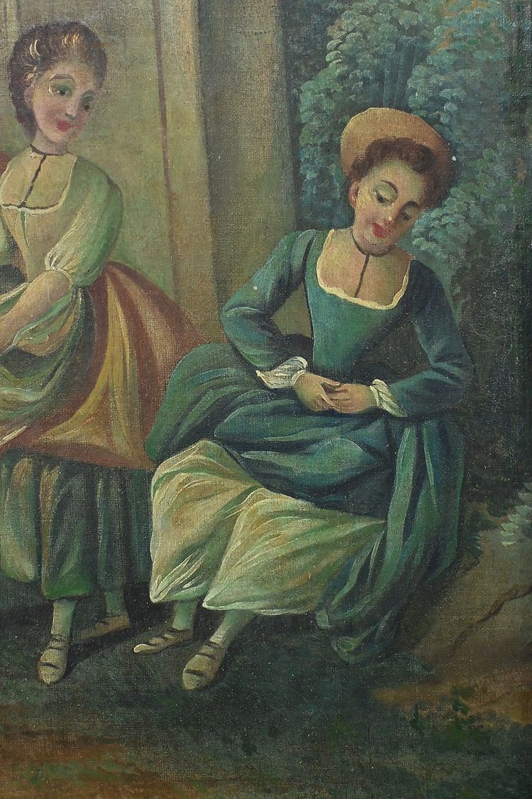 Specchio in legno dipinto Trumeau, stile Luigi XV - Prima metà del XX secolo