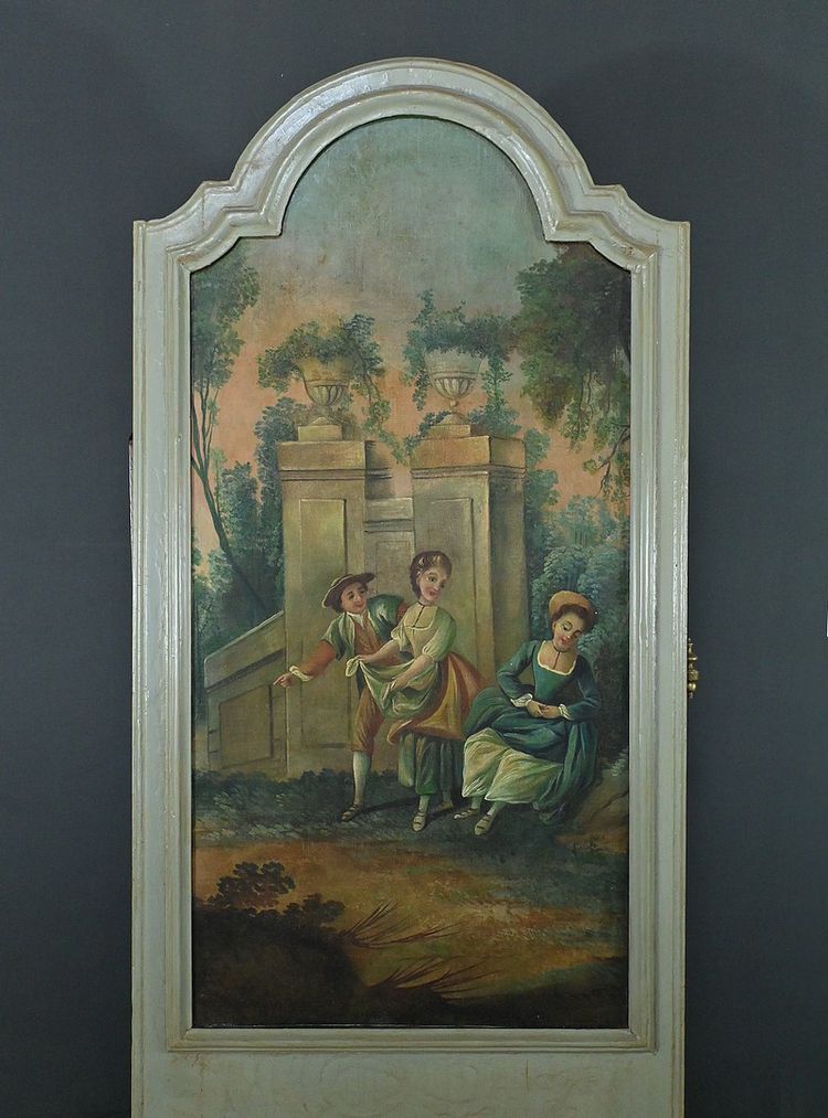 Specchio in legno dipinto Trumeau, stile Luigi XV - Prima metà del XX secolo