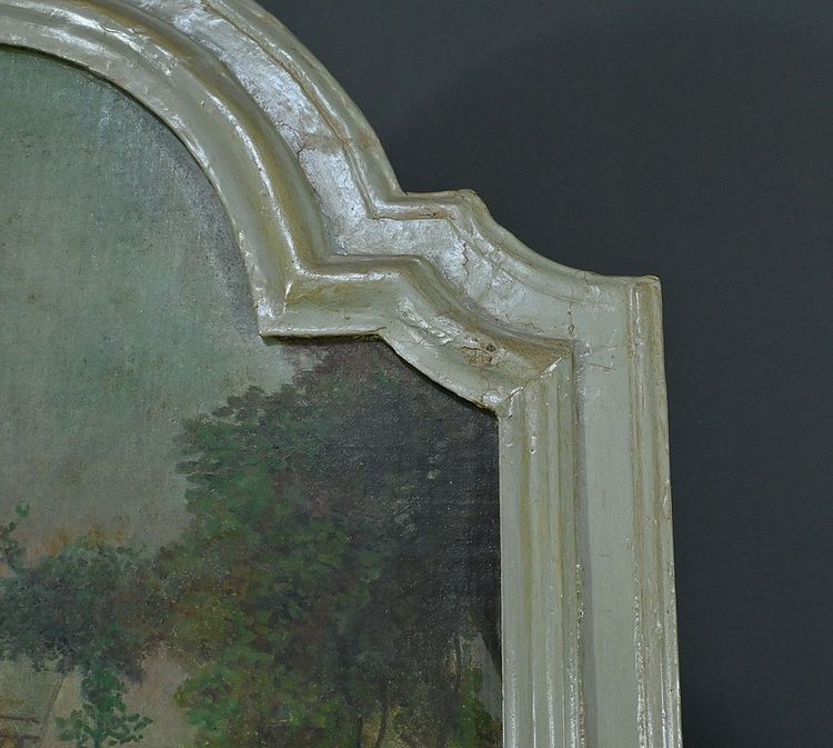Specchio in legno dipinto Trumeau, stile Luigi XV - Prima metà del XX secolo