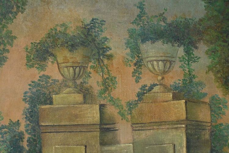 Specchio in legno dipinto Trumeau, stile Luigi XV - Prima metà del XX secolo