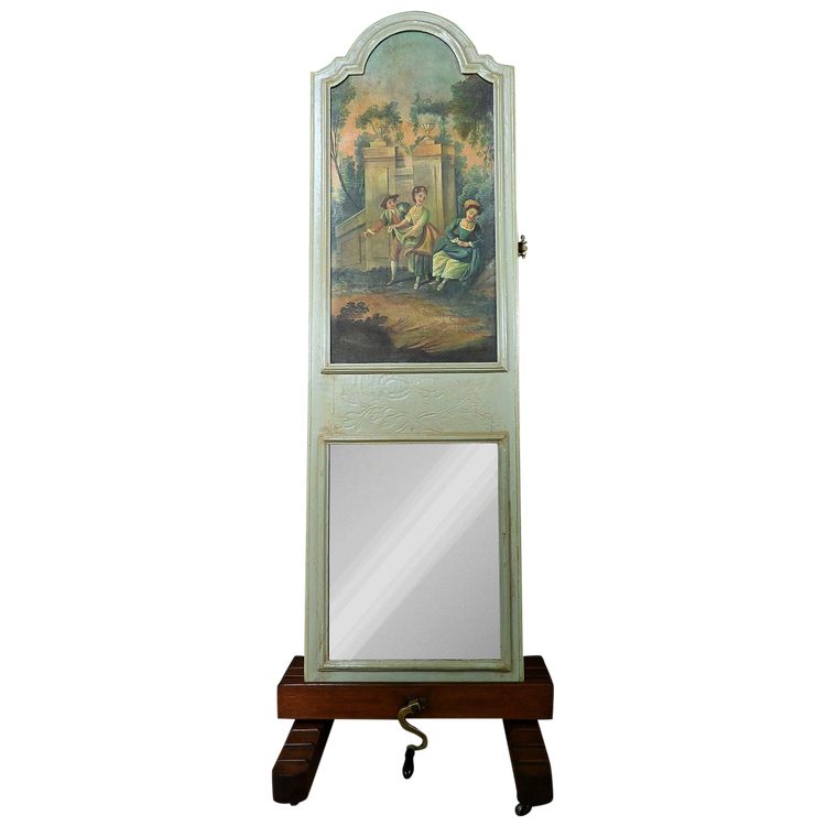 Specchio in legno dipinto Trumeau, stile Luigi XV - Prima metà del XX secolo