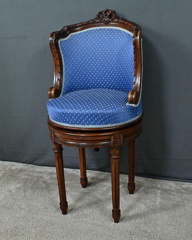 Beech Swivel Harpist Chair, Louis XVI style - Early 20th century