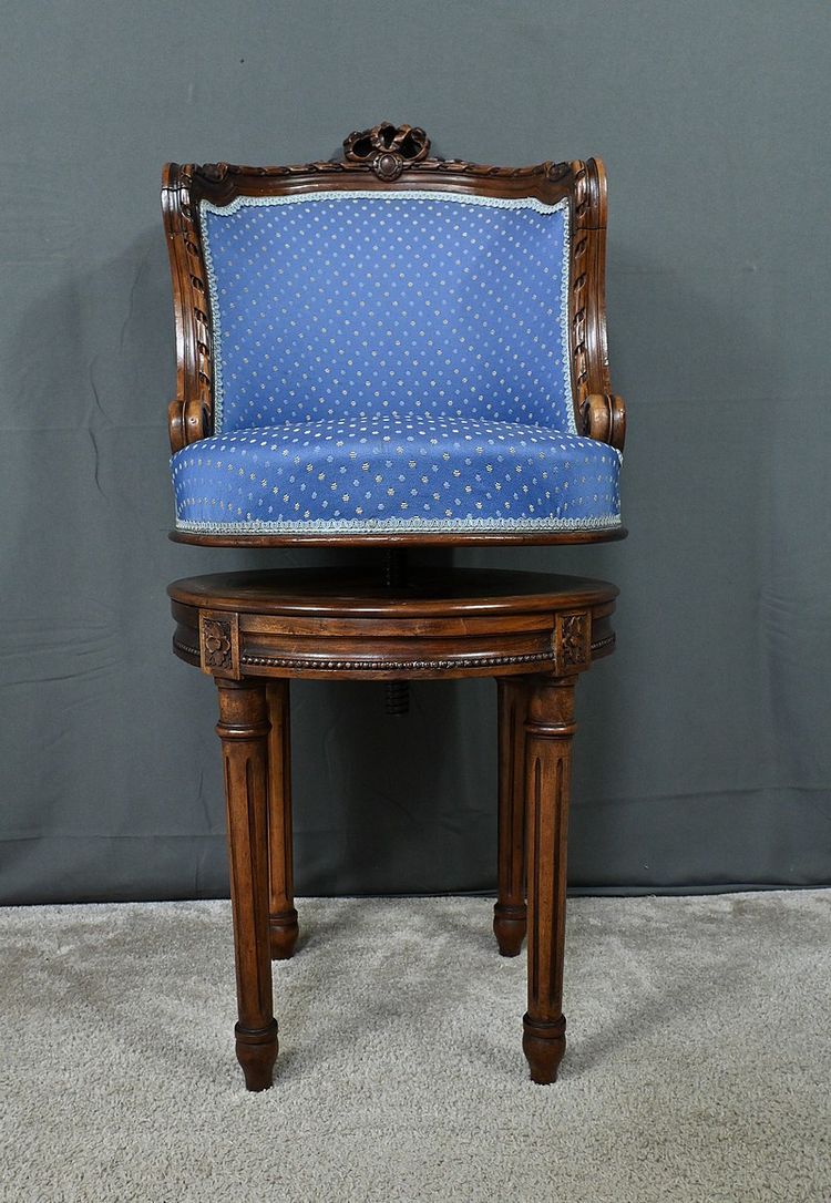 Beech Swivel Harpist Chair, Louis XVI style - Early 20th century