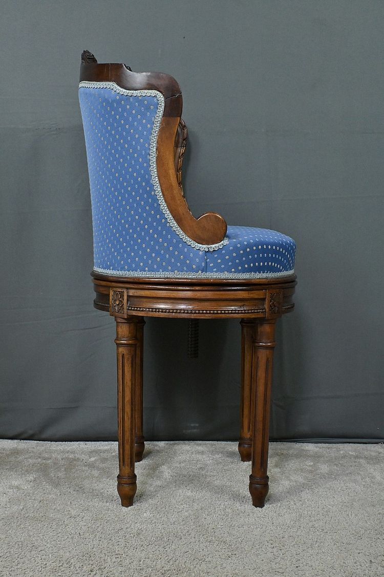 Beech Swivel Harpist Chair, Louis XVI style - Early 20th century