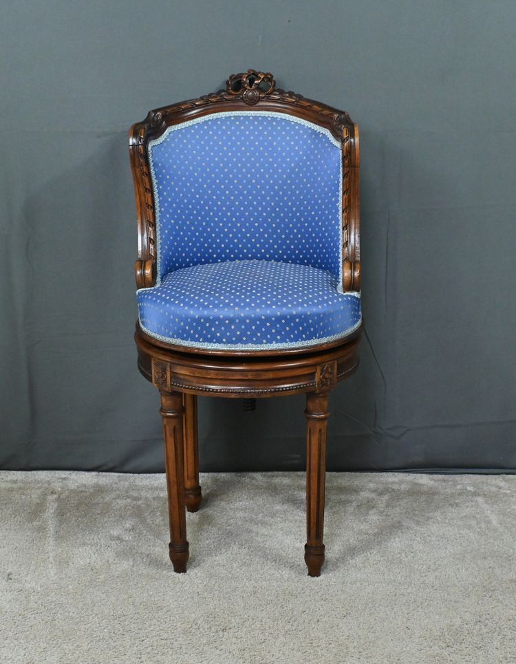 Beech Swivel Harpist Chair, Louis XVI style - Early 20th century
