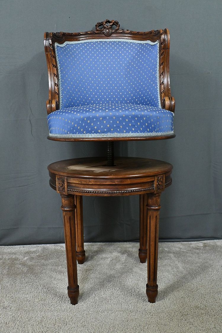 Beech Swivel Harpist Chair, Louis XVI style - Early 20th century