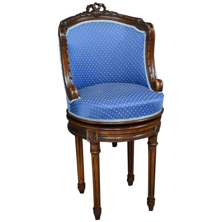 Beech Swivel Harpist Chair, Louis XVI style - Early 20th century