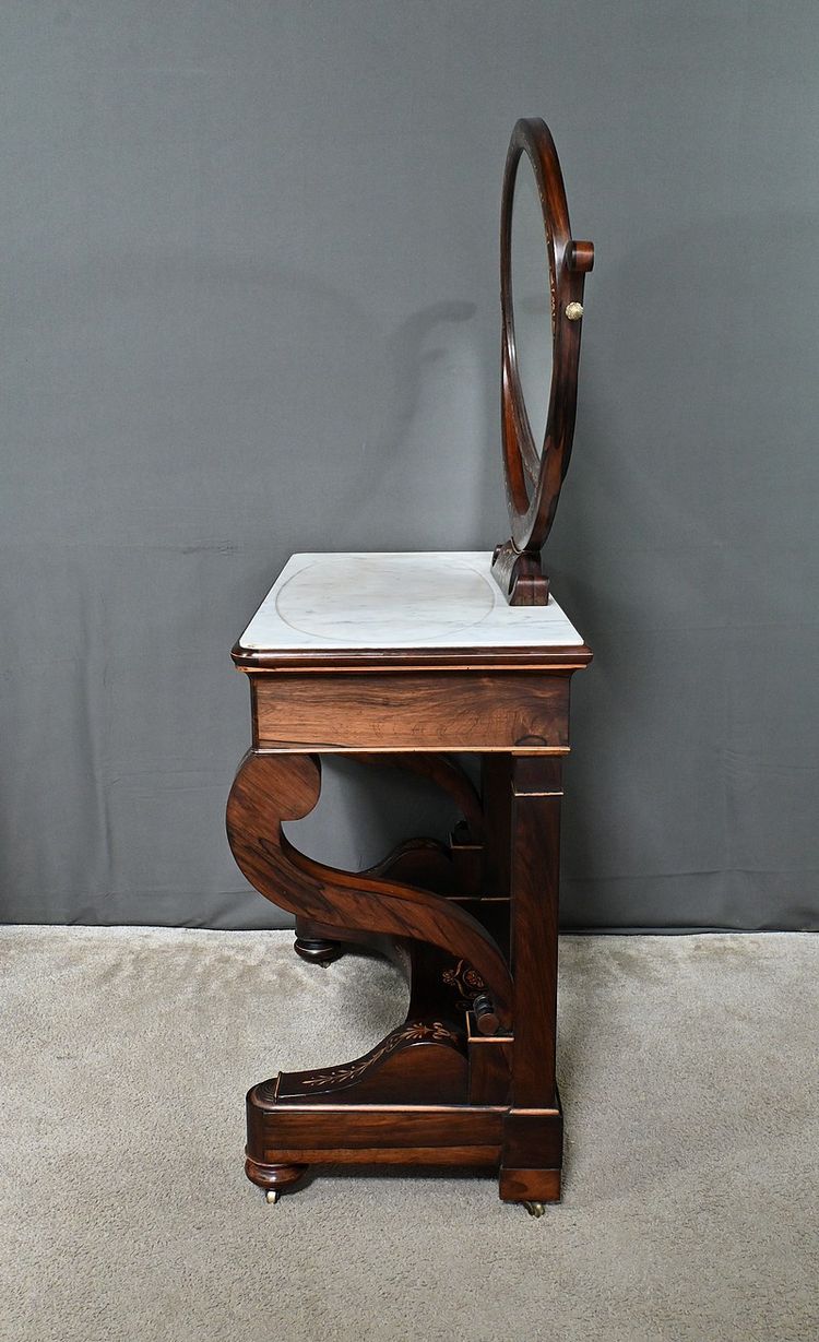 Coiffeuse en Palissandre et Marqueterie, époque Charles X – Début XIXe
