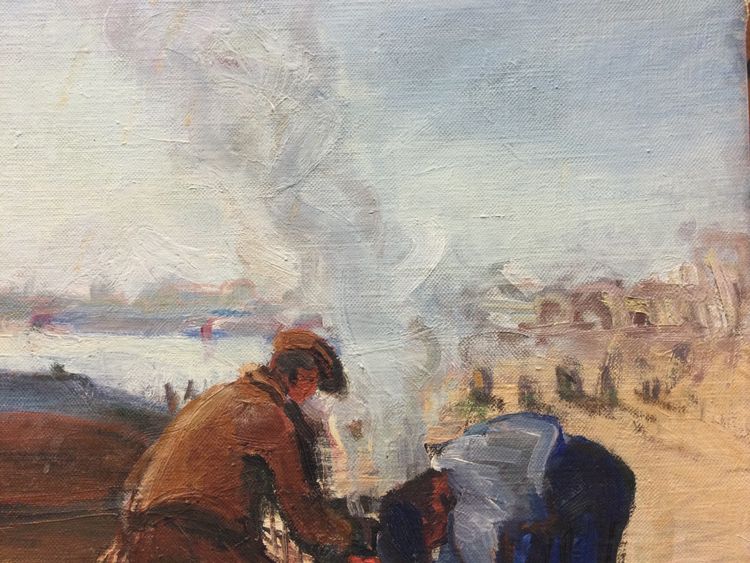 « Les calfats » huile sur toile 