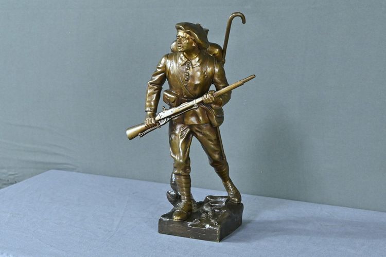 Bronzo "Le Chasseur Alpin", firmato E. Carlier - Fine del XIX secolo