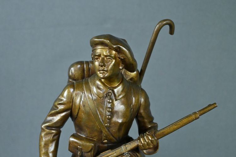 Bronzo "Le Chasseur Alpin", firmato E. Carlier - Fine del XIX secolo