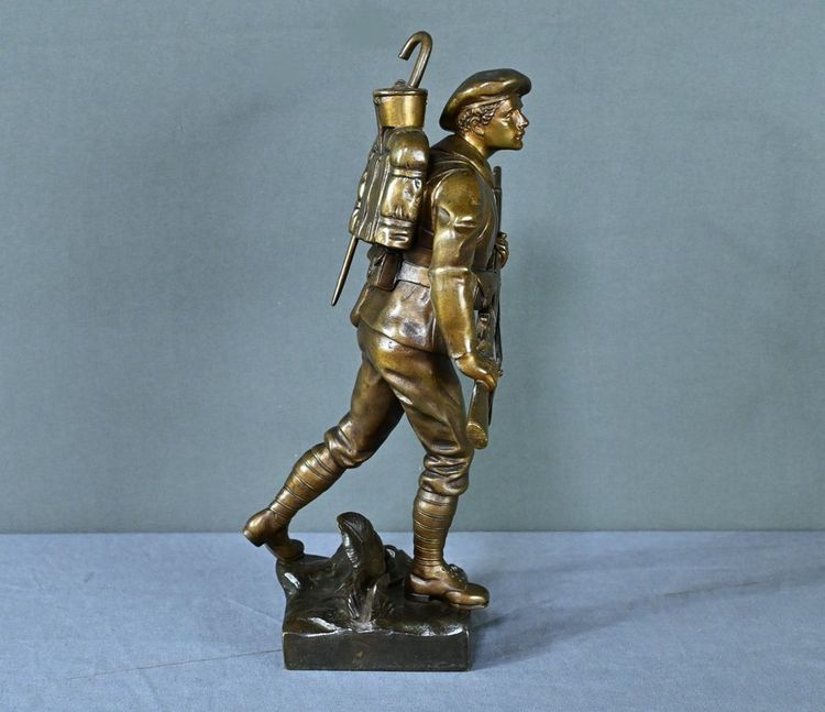 Bronzo "Le Chasseur Alpin", firmato E. Carlier - Fine del XIX secolo