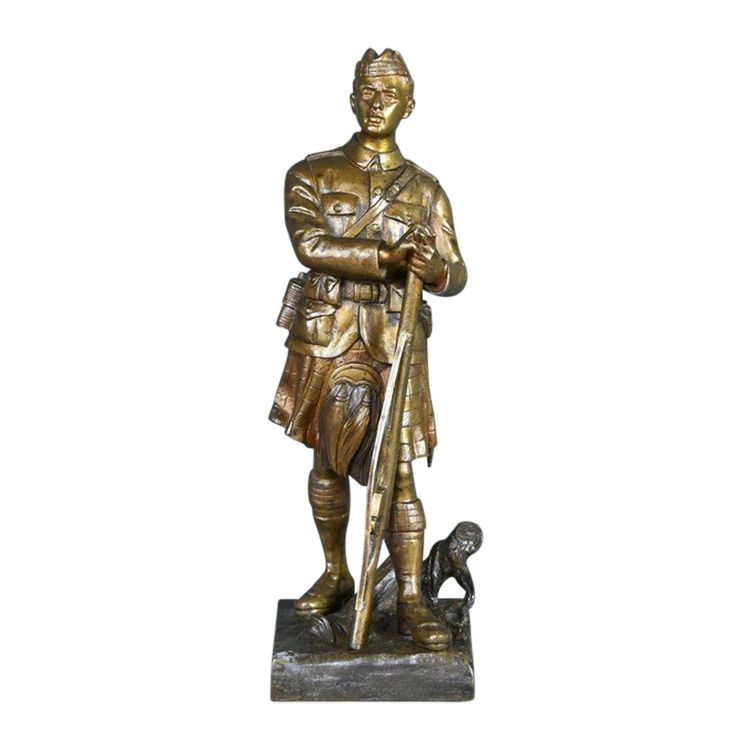 Fante scozzese in bronzo, firmato E.Carlier - Inizio XX secolo