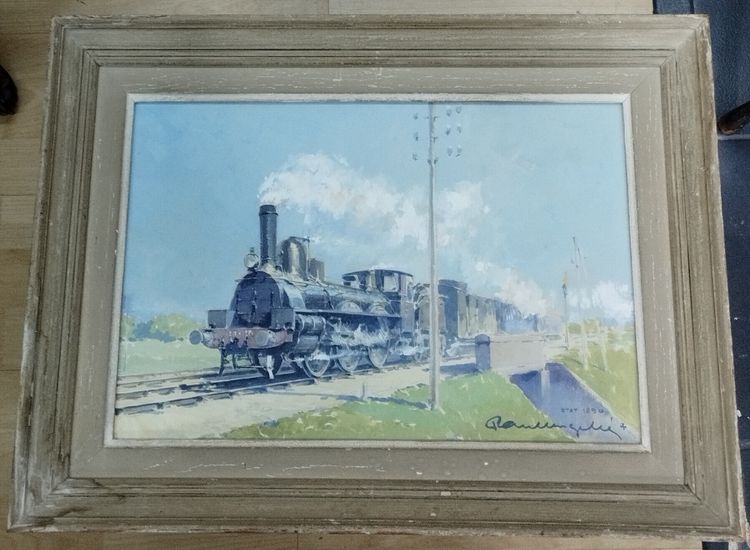 Paul Lengellé " Locomotive ' gouache XX