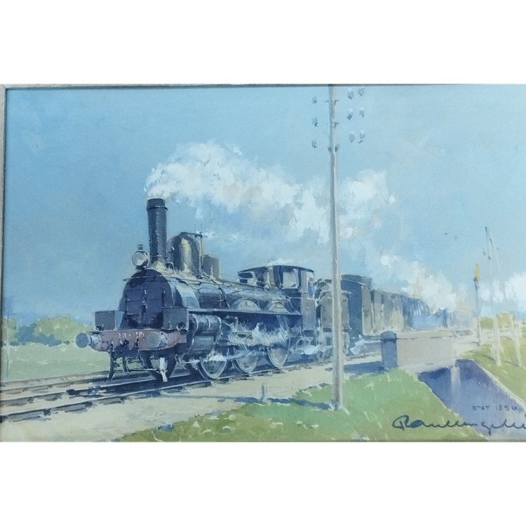 Paul Lengellé " Locomotive ' gouache XX