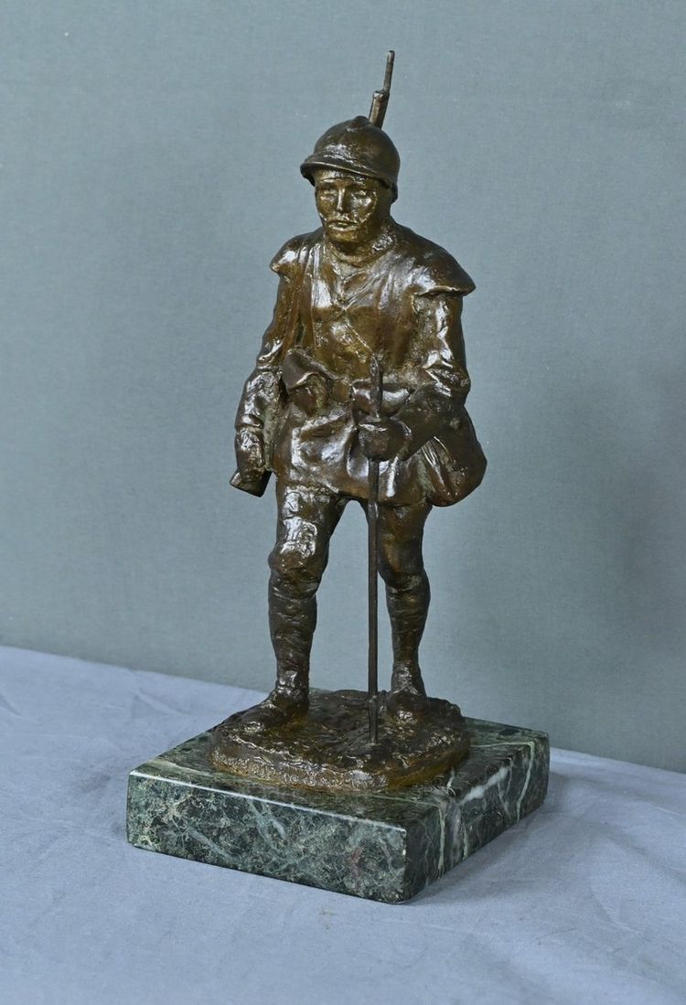 Bronzo "Souvenir de Souchez" di R. Paris - Inizio del XX secolo
