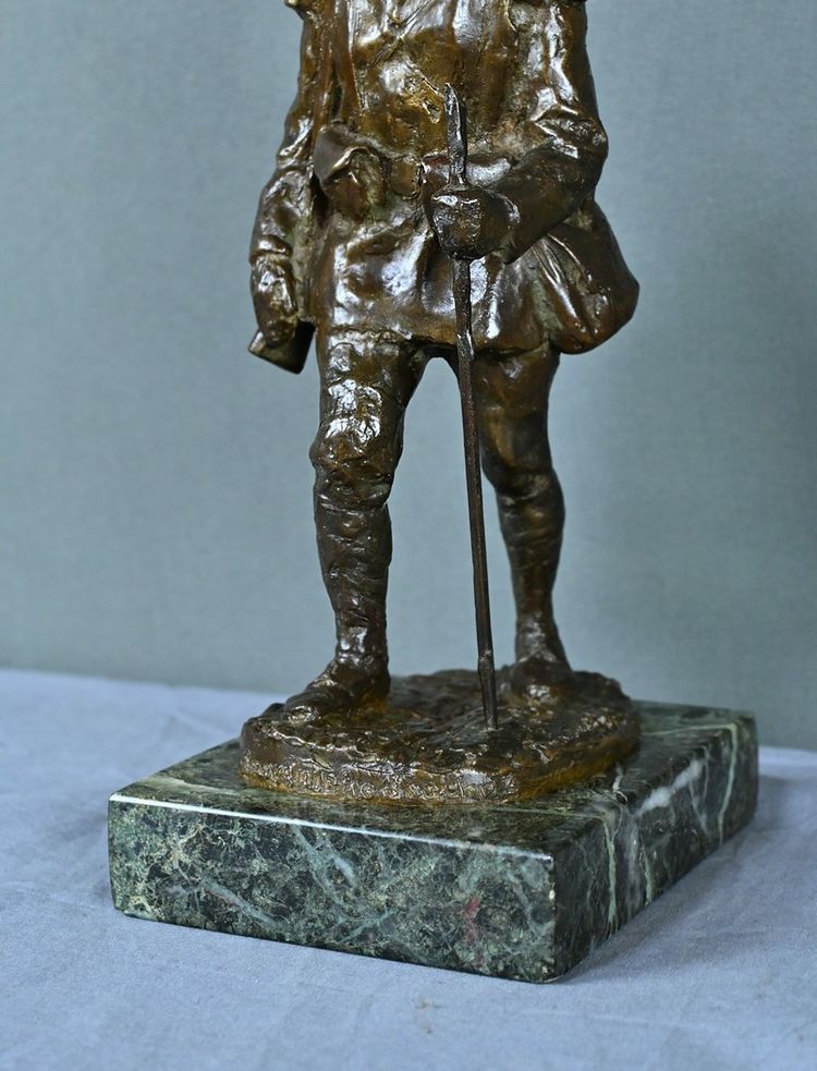Bronzo "Souvenir de Souchez" di R. Paris - Inizio del XX secolo