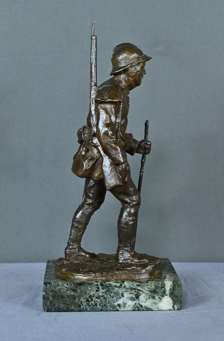 Bronzo "Souvenir de Souchez" di R. Paris - Inizio del XX secolo