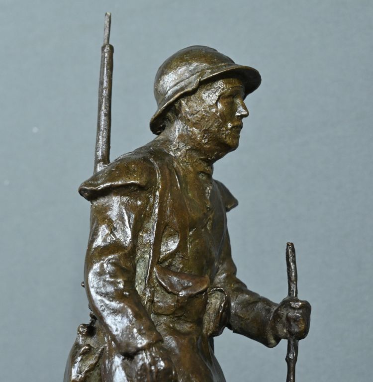 Bronzo "Souvenir de Souchez" di R. Paris - Inizio del XX secolo