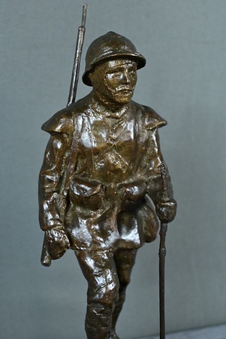 Bronzo "Souvenir de Souchez" di R. Paris - Inizio del XX secolo