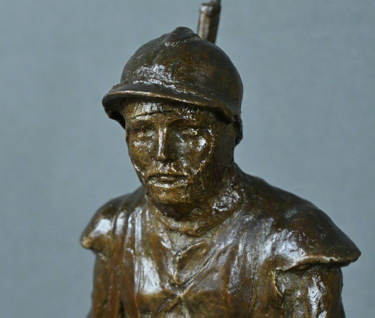 Bronzo "Souvenir de Souchez" di R. Paris - Inizio del XX secolo