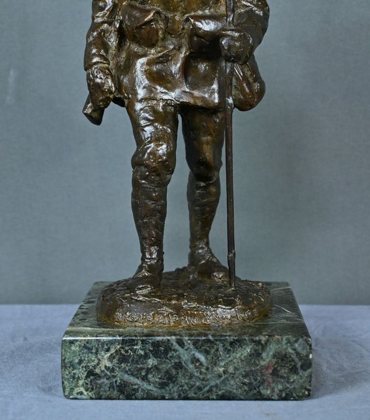 Bronzo "Souvenir de Souchez" di R. Paris - Inizio del XX secolo