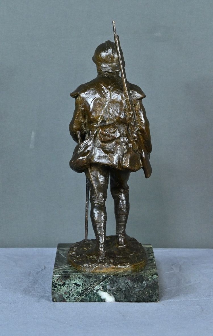 Bronzo "Souvenir de Souchez" di R. Paris - Inizio del XX secolo