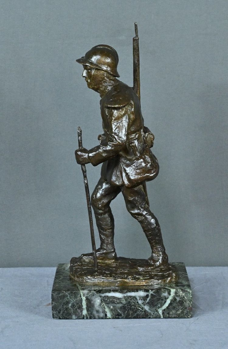 Bronzo "Souvenir de Souchez" di R. Paris - Inizio del XX secolo