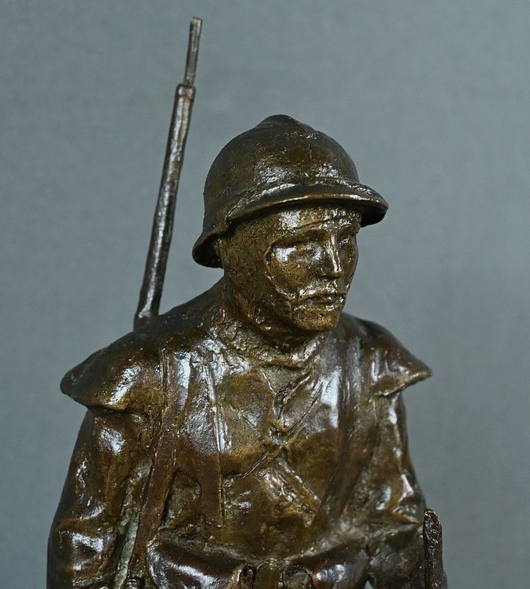 Bronzo "Souvenir de Souchez" di R. Paris - Inizio del XX secolo