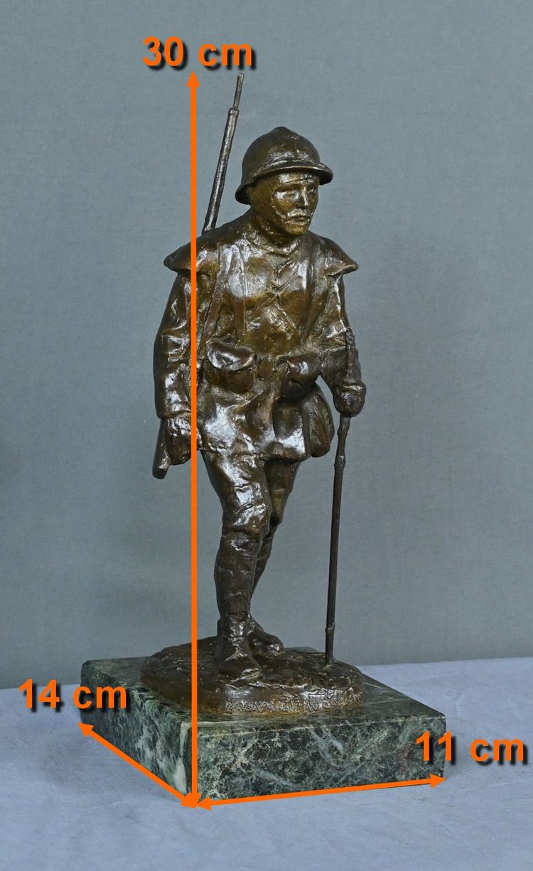Bronzo "Souvenir de Souchez" di R. Paris - Inizio del XX secolo