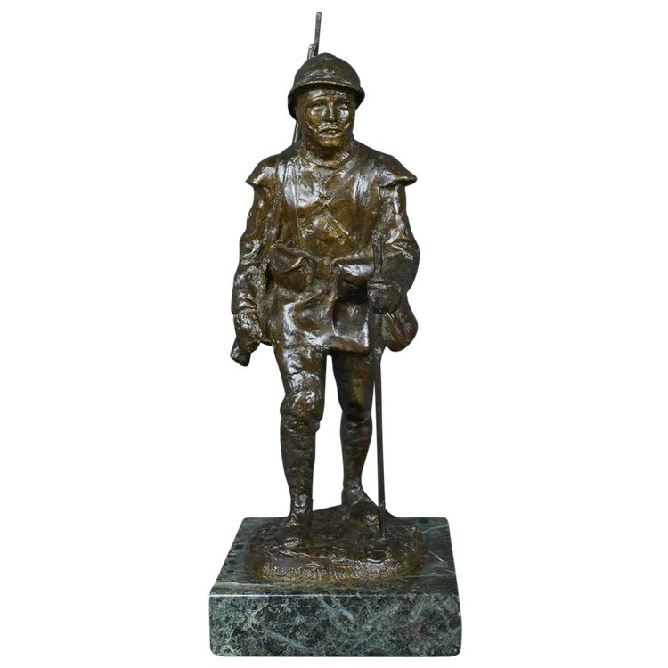 Bronzo "Souvenir de Souchez" di R. Paris - Inizio del XX secolo