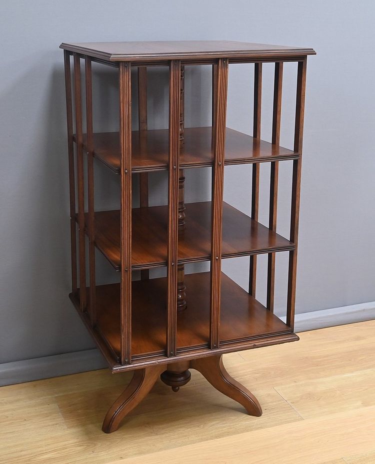 Large revolving bookcase in solid mahogany - Late 19th century