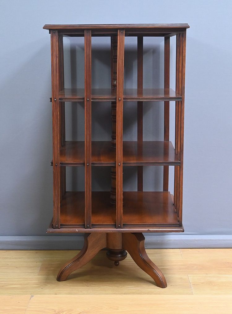 Large revolving bookcase in solid mahogany - Late 19th century