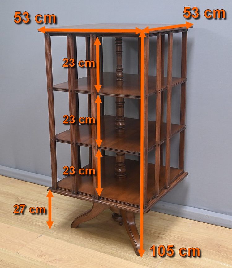 Large revolving bookcase in solid mahogany - Late 19th century