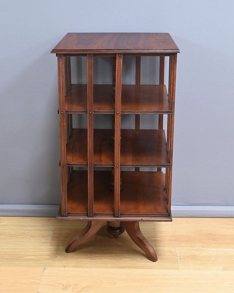 Large revolving bookcase in solid mahogany - Late 19th century