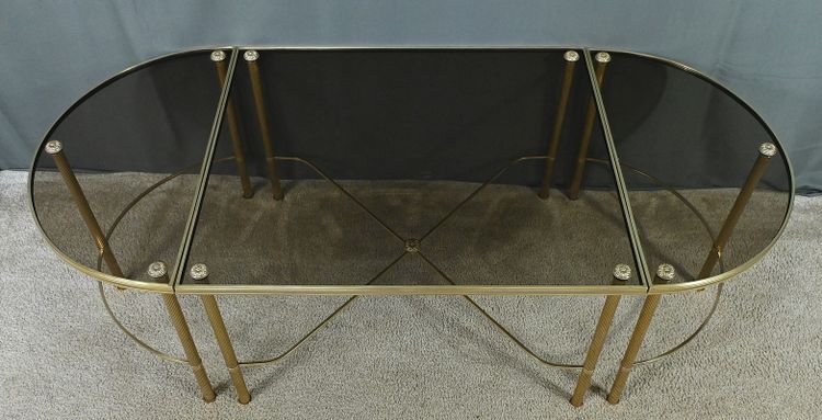 Table Basse Tripartite en Verre, style Maison Baguès – 1950