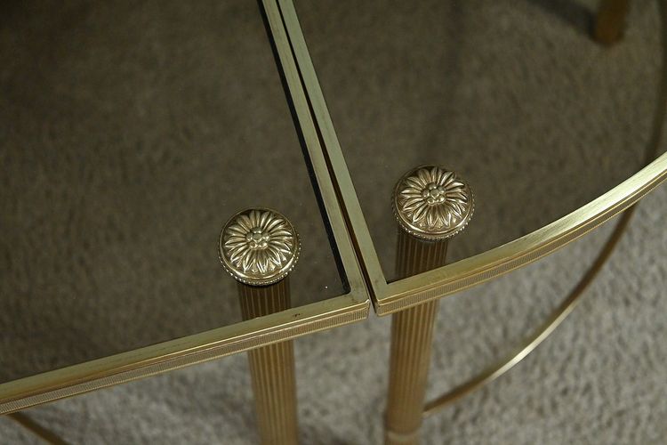 Table Basse Tripartite en Verre, style Maison Baguès – 1950
