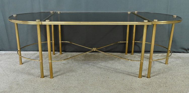 Table Basse Tripartite en Verre, style Maison Baguès – 1950
