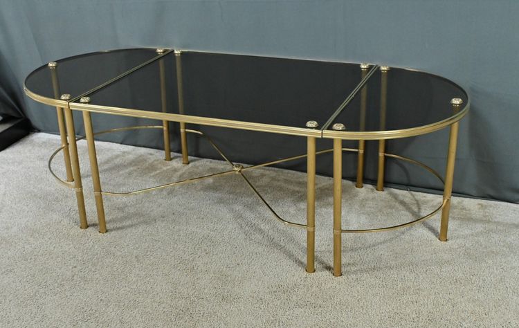 Table Basse Tripartite en Verre, style Maison Baguès – 1950