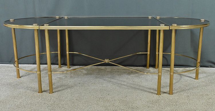 Table Basse Tripartite en Verre, style Maison Baguès – 1950