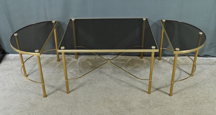 Table Basse Tripartite en Verre, style Maison Baguès – 1950